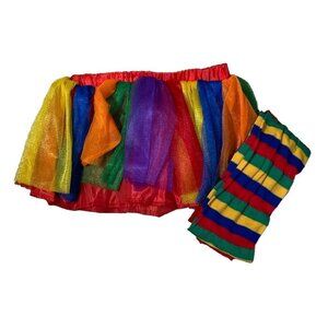 Girl's Rainbow Tutu Skirt and Costume Rainbow Tights Size Small